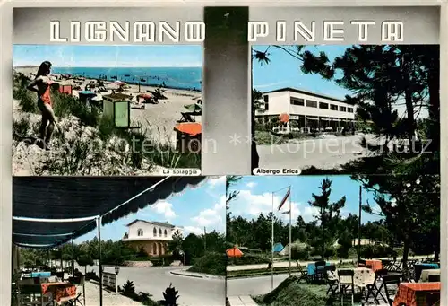 AK / Ansichtskarte 73852331 Lignano_Pineta_IT Spiaggia Albergo Erica Ristorante 