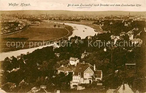 AK / Ansichtskarte  Dresden_Elbe Weisser Hirsch Blick vom Luisenhof nach Dresden und Loschwitzer Ufer 