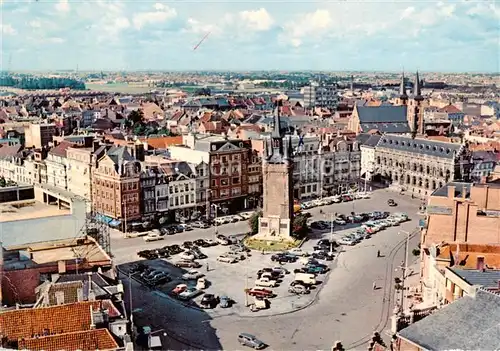 AK / Ansichtskarte  Kortrijk_Courtrai_Flandre_Belgie Stadtpanorama Post Glockenturm Rathaus St. Michel Kirche 