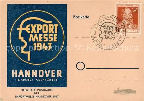 AK / Ansichtskarte  Hannover Offizielle Postkarte der Exportmesse 1947 Stempel Hannover