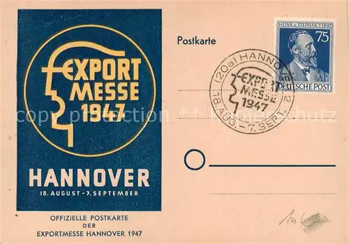 AK / Ansichtskarte  Hannover Offizielle Postkarte der Exportmesse 1947 Stempel Hannover