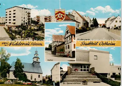 AK / Ansichtskarte 73852495 Nidderau_Hessen OT Ostheim Neubaugebiet Strassenpartie Kirche Ev Gemeindehaus Nidderau Hessen