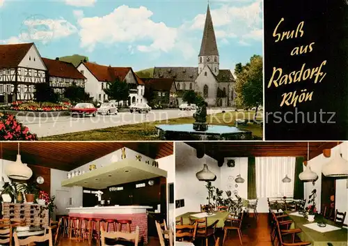 AK / Ansichtskarte 73852508 Rasdorf_Huenfeld Gasthaus Zum Adler Gaststube Bar Kirche Rasdorf Huenfeld