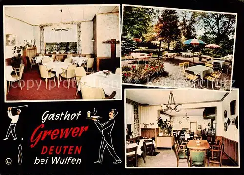AK / Ansichtskarte 73852517 Deuten Gasthof Grewer Gastraeume Terrasse Deuten