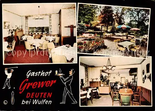 AK / Ansichtskarte  Deuten Gasthof Grewer Gastraeume Terrasse Deuten