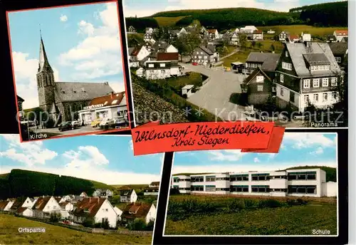 AK / Ansichtskarte 73852556 Niederdielfen_Wilnsdorf Kirche Panorama Ortspartie Schule 