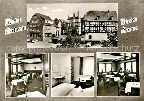 AK / Ansichtskarte 73852586 Frankenberg__Eder Hotel Ortweine Hotel Sonne Gastraeume Zimmer 