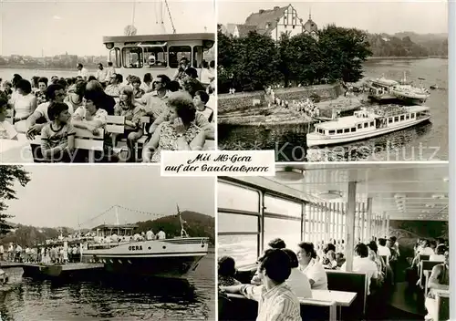 AK / Ansichtskarte  Saalburg_Saale Mit MS Gera am Stausee der Saaletalsperre Schiffslaende Gastraum Saalburg_Saale