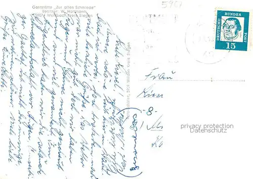 AK / Ansichtskarte  Wahlbach_Siegen_Westfalen Gaststaette Zur alten Schmiede Bar Gastraeume Wahlbach_Siegen_Westfalen