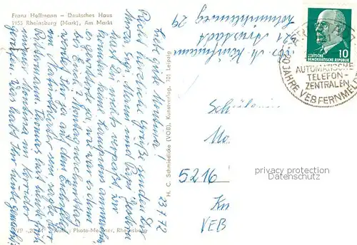 AK / Ansichtskarte  Rheinsberg Hotel Deutsches Haus Cafe Konditorei Gastraeume Rheinsberg