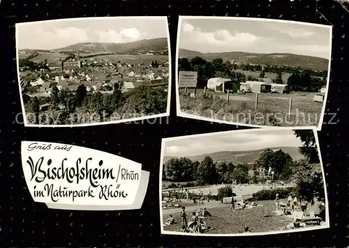 AK / Ansichtskarte  Bischofsheim_Rhoen Erholungsort im Naturpark Rhoen Campingplatz Freibad Bischofsheim Rhoen