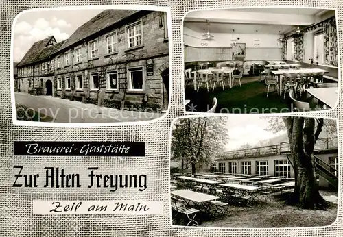 AK / Ansichtskarte 73852755 Zeil_Main Brauerei Gaststaette Zur Alten Freyung Gaststube Gartenwirtschaft Zeil_Main
