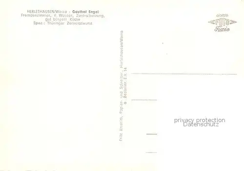 AK / Ansichtskarte  Herleshausen Gasthof Engel Gasthaus Fleischerei Herleshausen