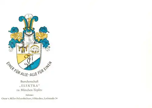 AK / Ansichtskarte  Teplitz_Muenchen Wappen der Burschenschaft Elektra 