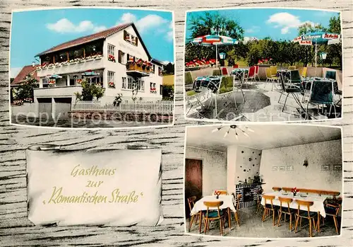 AK / Ansichtskarte  Klingen_Bieberehren Gasthaus zur Romantischen Strasse Terrasse Gaststube Klingen Bieberehren