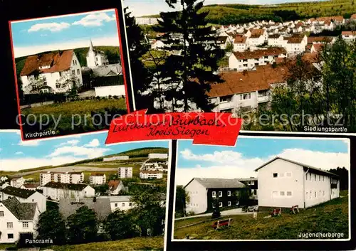 AK / Ansichtskarte  Burbach_Siegerland Kirche Siedlung Panorama Jugendherberge Burbach_Siegerland