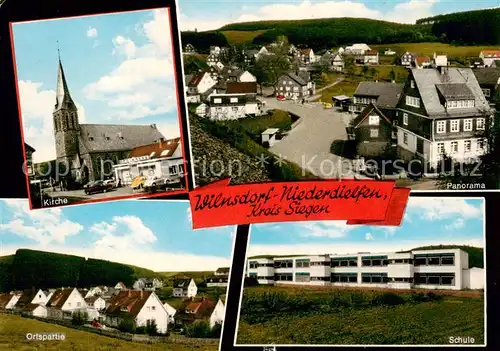 AK / Ansichtskarte  Niederdielfen_Wilnsdorf Kirche Panorama Ortspartie Schule 