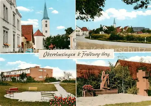 AK / Ansichtskarte  Oberrimsingen Kirche Ortspartie Park Plastik Oberrimsingen