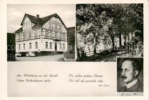 AK / Ansichtskarte 73852826 Hellental_Solling_Heinade Wirtshaus an der Strasse Sieben Birkenbaeume Gasthaus Zum Loenskrug 