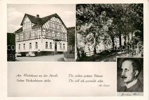 AK / Ansichtskarte  Hellental_Solling_Heinade Wirtshaus an der Strasse Sieben Birkenbaeume Gasthaus Zum Loenskrug 