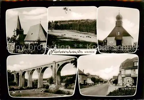 AK / Ansichtskarte  Sachsenhausen_Waldeck Kirche Panorama Viadukt Ortspartie Sachsenhausen Waldeck