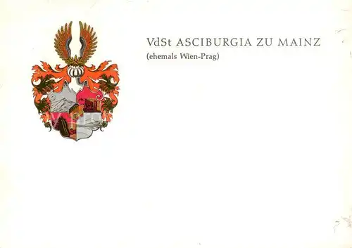AK / Ansichtskarte 73852846 Mainz__Rhein Wappen der VdSt Asciburgia zu Mainz 