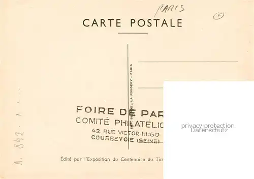 AK / Ansichtskarte  Paris_75 Centenaire du Timbre Poste 