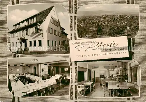 AK / Ansichtskarte  Oberurbach_Urbach Gasthof Metzgerei Roessle Gastraeume Festsaal Panorama Oberurbach Urbach