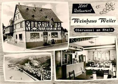 AK / Ansichtskarte 73852864 Oberwesel_Rhein Hotel Restaurant Weinhaus Weiler Panorama Gaststube Oberwesel Rhein