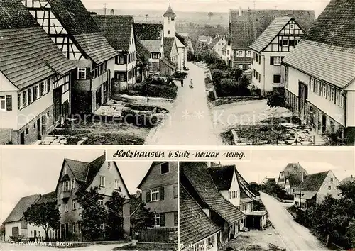 AK / Ansichtskarte  Holzhausen_Sulz_Neckar Ortsansicht Gemischt Waren Braun Dorfstrasse Holzhausen_Sulz_Neckar