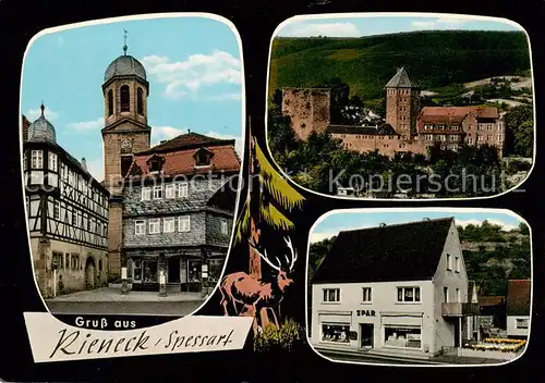 AK / Ansichtskarte  Rieneck Ortsmotiv Kirche Schloss Sparladen Hans Wirth Rieneck