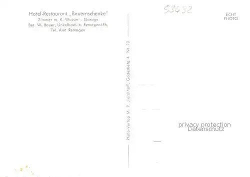 AK / Ansichtskarte  Unkelbach_Remagen Hotel Restaurant Bauernschenke Panorama Gaststube 