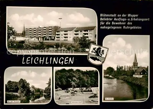 AK / Ansichtskarte 73852923 Leichlingen_Rheinland Wohnsiedlung Buecherhof An deer Wupper Minigolf Ev Kirche Leichlingen_Rheinland