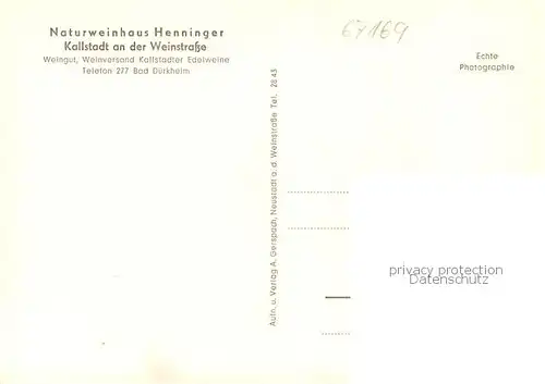 AK / Ansichtskarte 73852926 Kallstadt_Rheinland-Pfalz Naturweinhaus Henninger Kallstadt_Rheinland-Pfalz