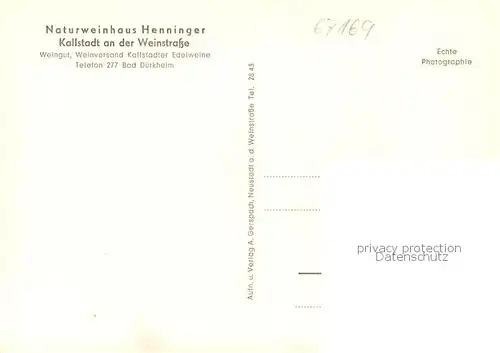 AK / Ansichtskarte  Kallstadt_Rheinland-Pfalz Naturweinhaus Henninger Kallstadt_Rheinland-Pfalz