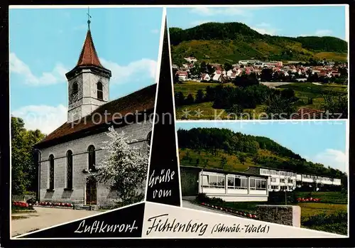 AK / Ansichtskarte  Fichtenberg_Wuerttemberg Kirche Panorama Schule Fichtenberg Wuerttemberg