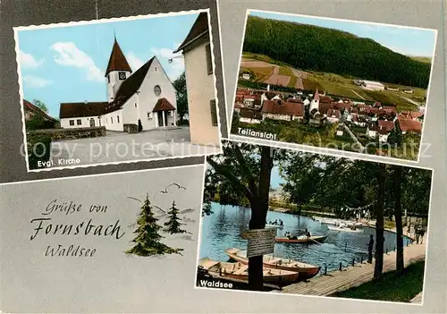 AK / Ansichtskarte  Fornsbach_Murrhardt Ev Kirche Teilansicht Waldsee 