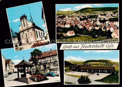 AK / Ansichtskarte  Fuchsstadt_Unterfranken Kirche Panorama Brunnen Panorama Fuchsstadt_Unterfranken