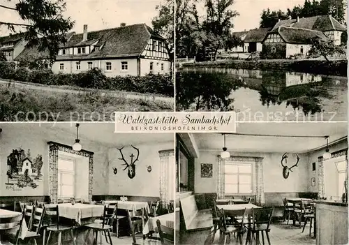 AK / Ansichtskarte  Koenigshofen_Bad Waldgaststaette Sambachshof Gastraeume Schwanenteich Koenigshofen_Bad