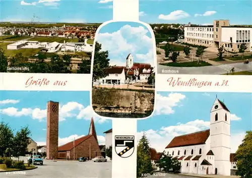 AK / Ansichtskarte  Wendlingen_Neckar Panorama Rathaus Ev Kirche Kath Kirche Wendlingen Neckar