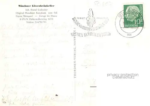 AK / Ansichtskarte  Koeln__Rhein Muenchener Loewenbraeukeller  