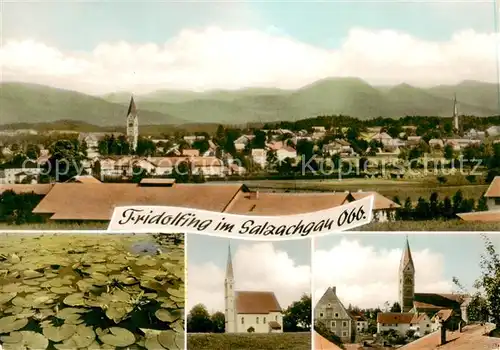 AK / Ansichtskarte  Fridolfing Panorama Seerosenteich Kirchen Fridolfing