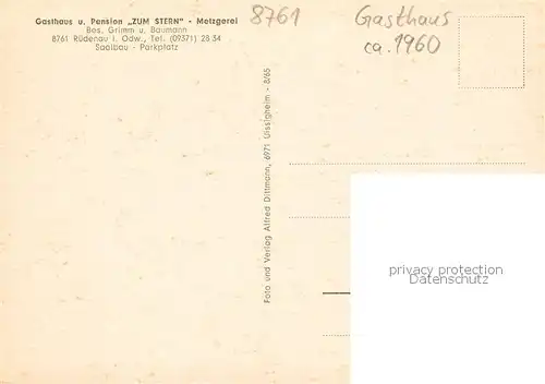 AK / Ansichtskarte  Ruedenau Gasthaus zum Stern Gastraeume Brunnen Ruedenau
