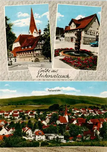 AK / Ansichtskarte 73853048 Unterweissach Rathaus Kirche Brunnen Panorama Unterweissach
