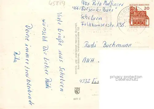 AK / Ansichtskarte 73853062 Scholven_Gelsenkirchen Kath Kirche Verwaltung Schlven Chemie AG Ev Kirche Stadtsparkasse von Vincke Schule Buelsa Schule 