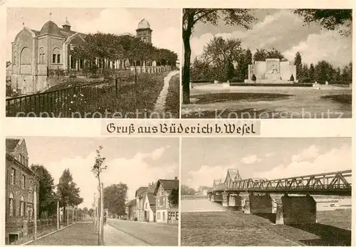 AK / Ansichtskarte 73853070 Buederich_Wesel Schloss Gedenkstaette Strassenpartie Bruecke Buederich Wesel