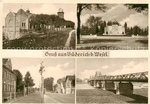 AK / Ansichtskarte  Buederich_Wesel Schloss Gedenkstaette Strassenpartie Bruecke Buederich Wesel