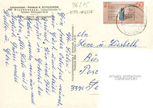 AK / Ansichtskarte  Bruchhausen_Ettlingen Kirche Lebens Feinkost Schildhorn Rathaus Schule Waldgaststaette FV Allemania 1919 Bruchhausen Ettlingen