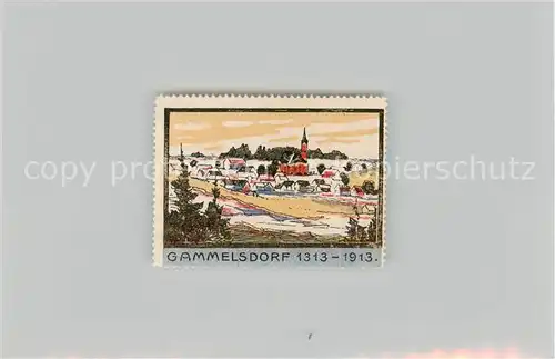 AK / Ansichtskarte 73853098 Gammelsdorf_Bayern Panorama Ortsansicht mit Kirche Briefmarke 