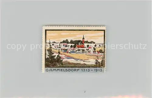 AK / Ansichtskarte  Gammelsdorf_Bayern Panorama Ortsansicht mit Kirche Briefmarke 